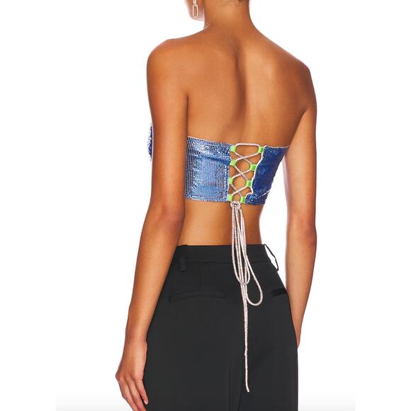 Poster Girl The Brooke Chainmail Metal Mesh Bra Top M Corset Lace Up Strapless - Picture 2 of 9